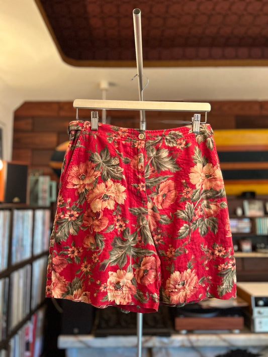 LAULEN FLOWER PRINT LINEN SHORTS (Lady's)