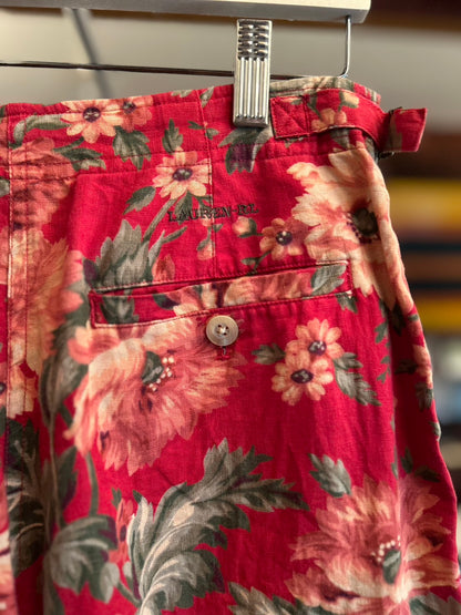 LAULEN FLOWER PRINT LINEN SHORTS (Lady's)