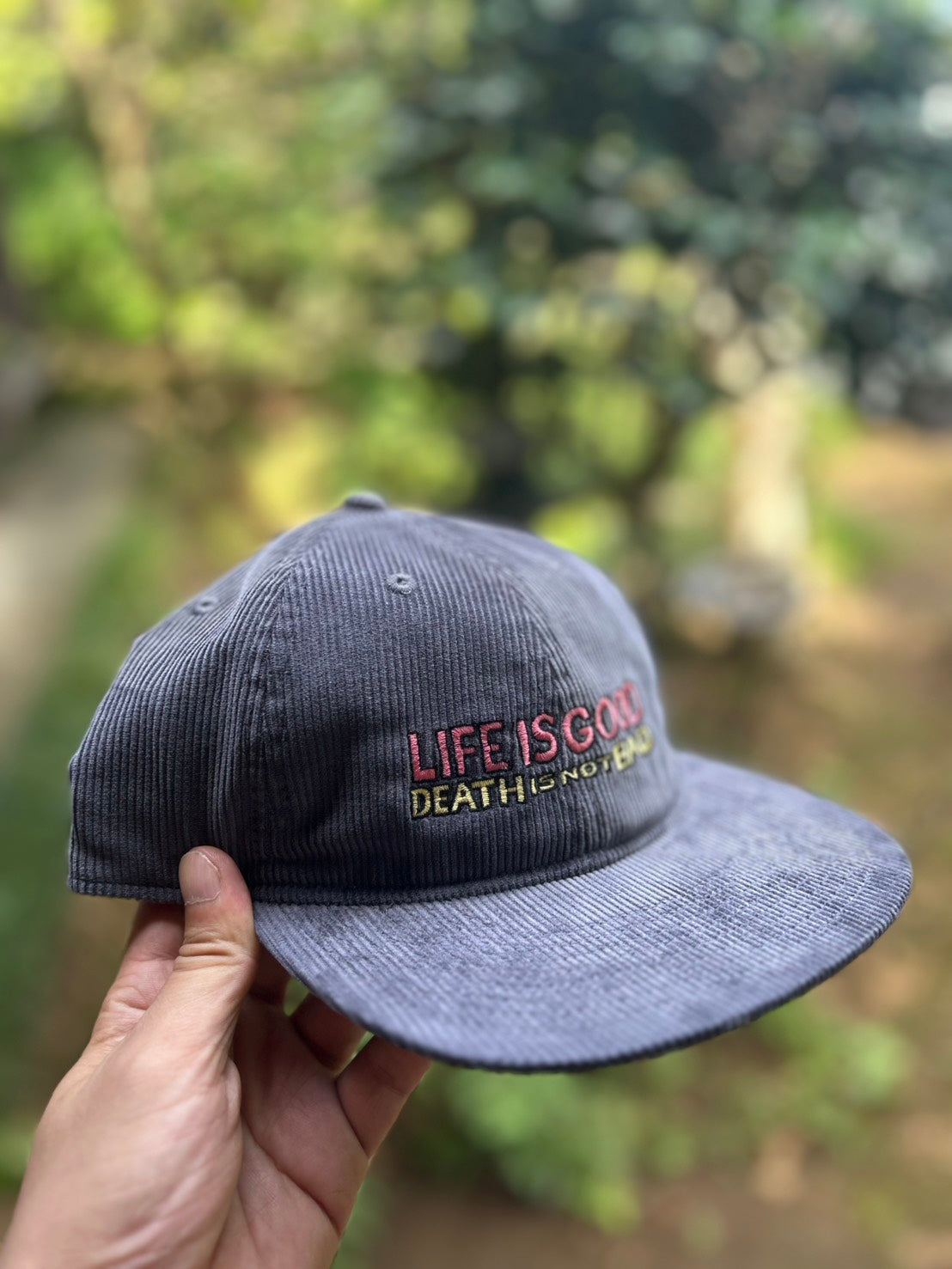 【NEW】RAY TROLL "LIFE IS GOOD, DEATH IS NOT BAD" CORDUROY 6PANEL CAP
